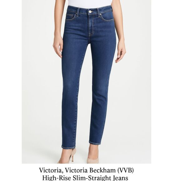 Victoria Victoria Beckham (VVB) High-rise Slim Straight Dark Wash Jeans, Sz 28 - Picture 1 of 7